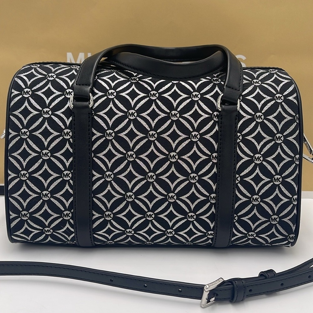 MICHAEL KORS JST TRAVEL MEDIUM DUFFLE SATCHEL SHOULDER CROSSBODY BAG MK BLACK - Picture 7 of 16